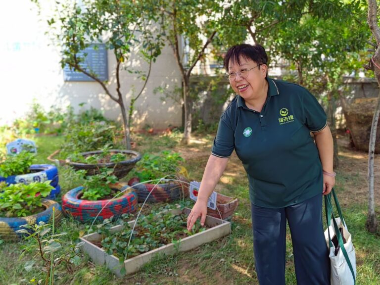 The compost is used for the gardening plots of the local school